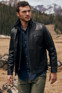 Memphis Lambskin Leather Bomber Moto Jacket